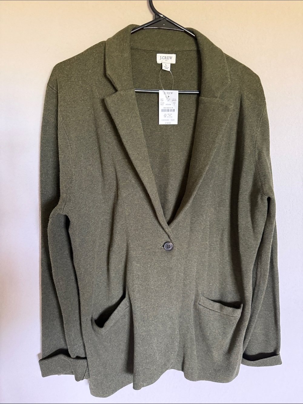 J. Crew Olive Knit Single-Button Blazer
